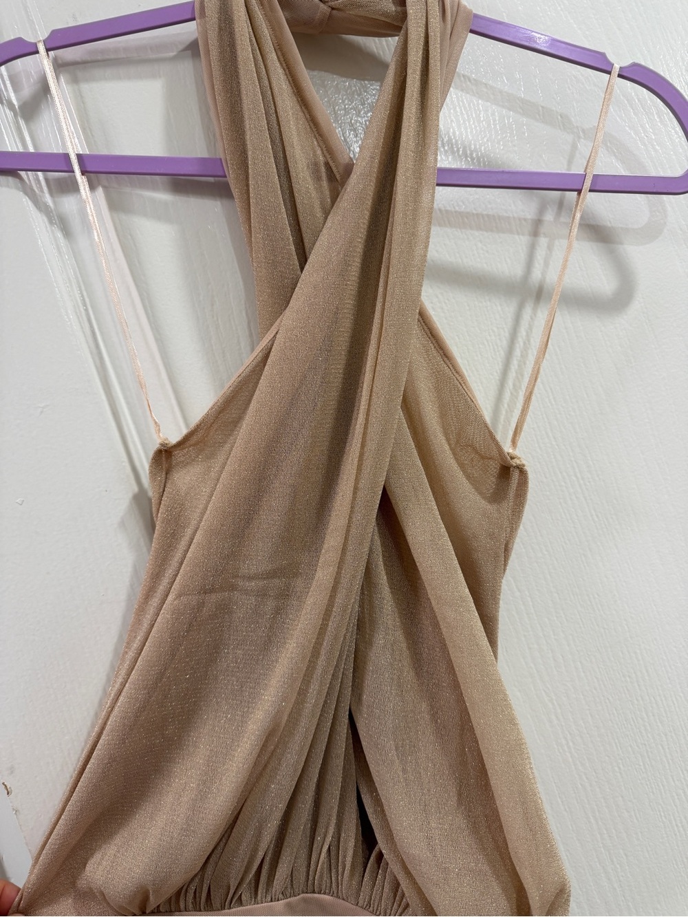 NWOT Abercrombie & Fitch Nude Shimmer Halter Bodysuit Size Small - Picture 4 of 8
